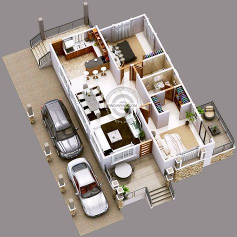 Luxury 2-Bedroom Elevated House Design | Pinoy ePlans Elevated Home Plans, Elevated House Design, Bungalow House Floor Plans, 2 Bedroom Bungalow, Elevated House, 2bhk House Plan, Bungalow Floor Plans, 3d House Plans, Two Bedroom House