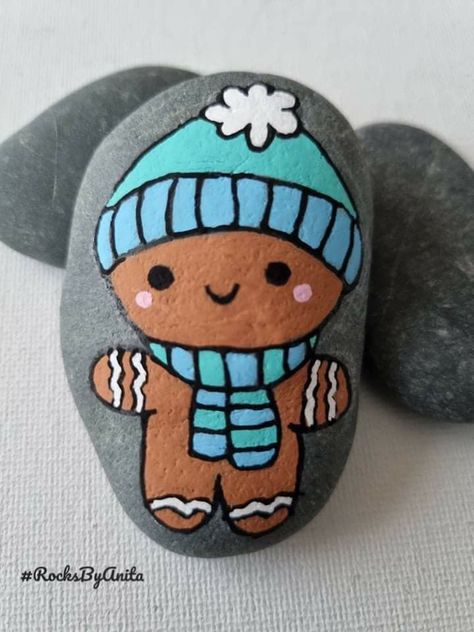 Christmas Pebble Art, Happy Rock, Diy Rock Art, Seashell Painting, Painted Rocks Kids, Christmas Rock, Painted Rocks Craft, Painted Rocks Diy, Holiday Painting