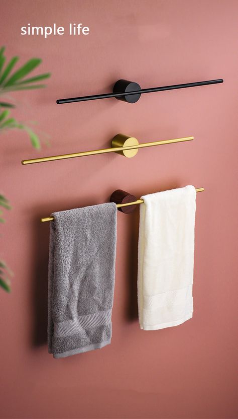 Towel Hanging Ideas, Toallero Ideas, Kitchen Towels Hanging, Kitchen Towel Rack, Bath Towel Racks, Bathroom Towel Storage, Bath Towel Holder, Bar Space, Modern Towels