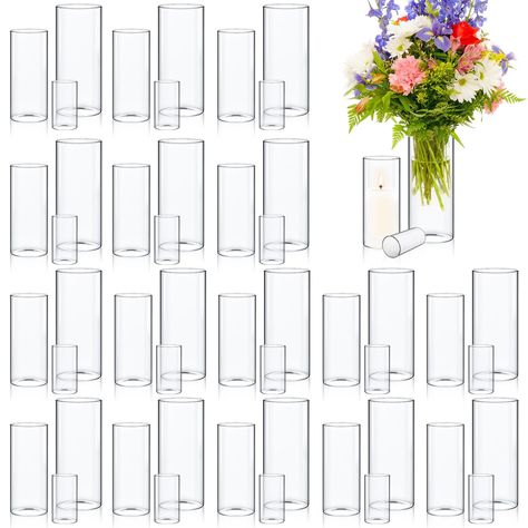 PRICES MAY VARY. Multiple Sizes and Quantities: this set has 3 different sizes to meet your needs for vases of different sizes, namely about 4 x 2.17 inches/ 10 x 5.5 cm (S), 8 x 3.35 inches/ 20 x 8.5 cm (L), 12 x 3.94 inches/ 30 x 10 cm (XXL), you will receive 48 glass vases in total, 16 of each size Simple and Elegant Transparent Vase: these clear vases for centerpieces are made of quality glass material, which gives the cylindrical vase a crystal appearance; Bright, highly transparent finish Greenery Graland With Bud Vase, Wedding Center Piece Fairy Lights, Clear Photo Frame Table Centerpieces, Acrylic Table Centerpieces, Acrylic Clear Vase, Square Vase Centerpieces Michaels Stores, Winter Table Glass Centerpieces G, Ribbon Inside Vase, Christmas Table Centerpieces With Trees In Cylindrical Vases