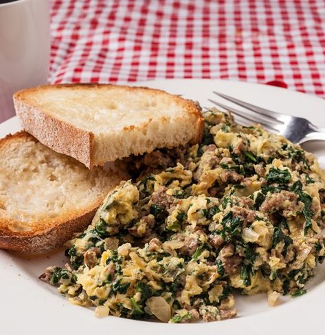 Joes Scramble, Joe's Special Recipe, Joes Special, Eggs Scrambled, Breakfast Quiche Recipes, Garlic Spinach, Egg Dishes, Breakfast Choices, Hamburger Recipes