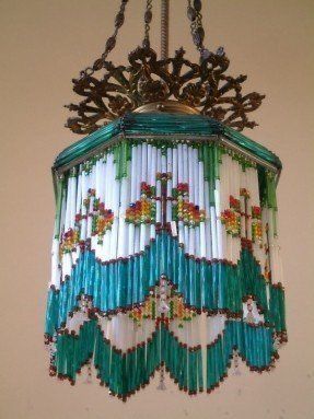 Rope Lamps, Amazing Chandeliers, Mercury Glass Chandelier, Beaded Lamp Shade, Apartment Lamps, Bead Chandelier, Beaded Lampshade, Beaded Lamps, Victorian Lamps