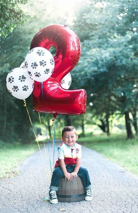 Birthday Photoshoot With Balloons, Photoshoot With Balloons, 2nd Birthday Photoshoot, 2nd Birthday Pictures, Happy Birthday King, 2nd Birthday Photos, 2nd Birthday Boys, Second Birthday Ideas, Paw Patrol Birthday Party