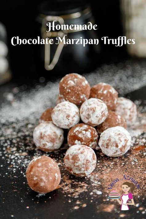 Marzipan Truffles, Marzipan Recipes, Homemade Marzipan, Chocolate Marzipan, Almond Paste Recipes, Marzipan Candy, Marzipan Recipe, Truffle Recipes, Homemade Chocolates