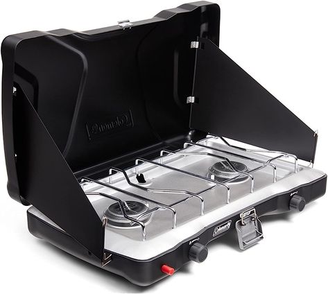 Coleman Triton+ 2-Burner Propane Camping Stove with Push-Button Instant Ignition, Portable Camping Grill/Stove with Adjustable Burners, Wind Guards, and 22,000 Total BTUs of Power Coleman Stove, Propane Camp Stove, Best Camping Stove, Stove Black, Propane Cylinder, Outdoor Stove, Camping Grill, Burner Stove, Camping Stove