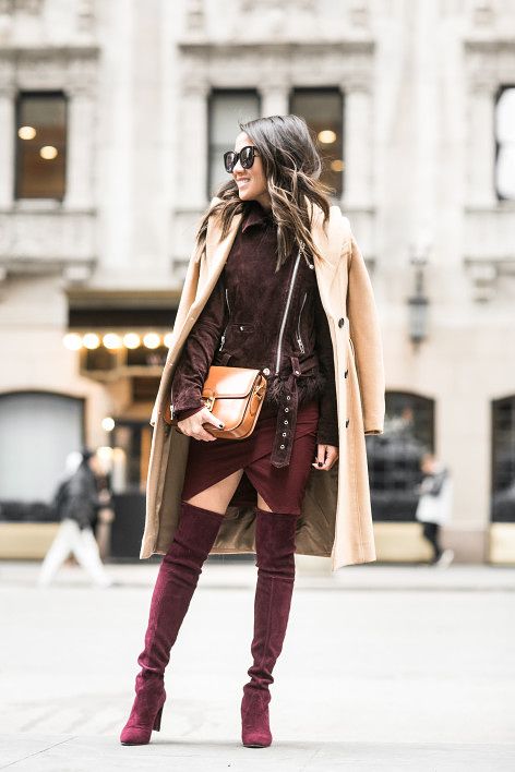 NYC Color Story :: Beige Coat Otk Boots Outfit, Petite Bloggers, Outfits 2014, Wendy's Lookbook, Burgundy Outfit, Otk Boots, Beige Coat, Color Story, Color Stories