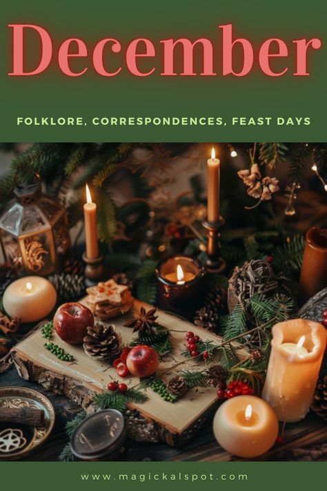 Welcome the magic of ❄️ December with 'Folklore, Correspondences, Feast Days.' From the Cold Moon's reflection to Yule's rebirth of light, explore the month's deep traditions and symbols. 🌕🎄 Embrace the time of rest, reflection, and celebration, connecting with the natural cycle's end and new beginnings. Ideal for those honoring the solstice and the spirit of giving. Let December's enchantments warm your heart and practice. 🕯️🔮 Witchy Hobbies, Yule Solstice, Yule Ideas, Cleansing Spells, Scavenger Hunt Party, Hearth Witch, Pagan Life, Pagan Traditions, Witchy Business