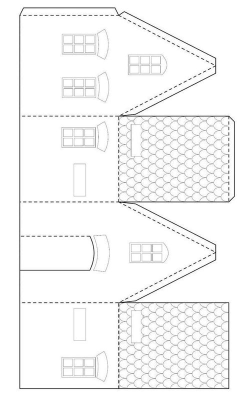 Christmas House Paper Template, Puts House Patterns, Up House Printable Template, Christmas House Printable, Cardboard Christmas Village Templates, Paper House Template Printables Free Pdf, Paper Houses Template, Ginger Bread House Template Printable, House Template Printable For Kids