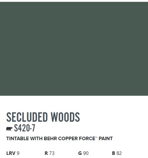 Secluded Woods Behr, Behr Secluded Woods, Cottage Paint Colors, Cottage Painting, Bedroom Updates, Behr Paint, Room Update, Interior Paint Colors, Wood Bathroom