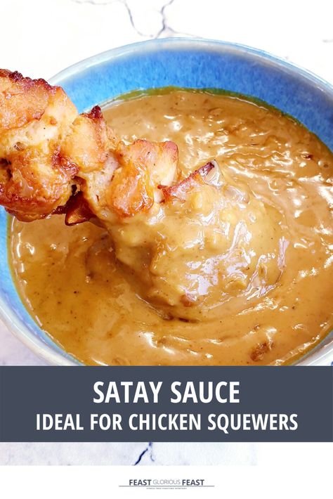 Satay Sauce is one of my absolute favourite Asian sauces and I’m so pleased that I’ve finally settled on the perfect recipe. This ultimate versatile sauce can be used as a marinade, stir fry sauce or dipping sauce. #feast #vegan #glutenfree #peanutsauce #peanuts #satay #homemade #thai #spicy #dairyfree Satay Sauce Recipe, Peanut Satay Sauce, Satay Skewers, Chicken Satay Skewers, Feast Recipes, Peanut Dipping Sauces, Satay Sauce, Peanut Butter Sauce, Asian Sauce