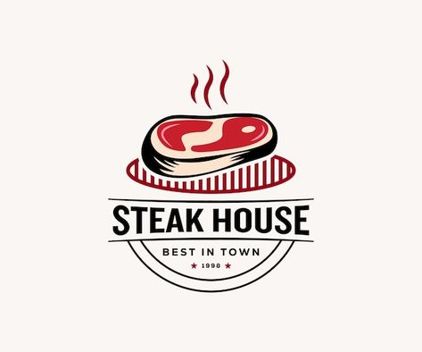 Vector steak house logo template | Premium Vector #Freepik #vector #steak #grill #bbq #kebab-logo Steakhouse Logo, Bbq Grill Logo, Steak Logo, Kebab Logo, Steak Grill, Grill Logo, Menu Card Design, Ad Ideas, Meat Shop