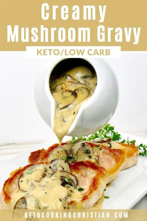 Low Carb Gravy, Keto Fats, Creamy Mushroom Gravy, Keto Mushrooms, Mushroom Gravy Recipe, Cena Keto, Keto Sauces, Low Carb Sauces, Chicken Steak