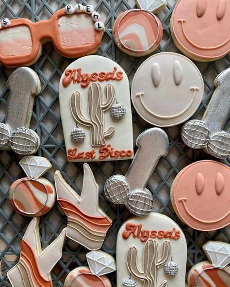 Bach And Boujee Cookies, Dazed And Engaged Bachelorette Cookies, Dazed And Engaged Cookies, Bachelorette Party Cookies Decorated, Bachelorette Cookies Decorated, Bachelorette Sugar Cookies, Bachelorette Party Cookies, Desert Disco, Tequila Sunset