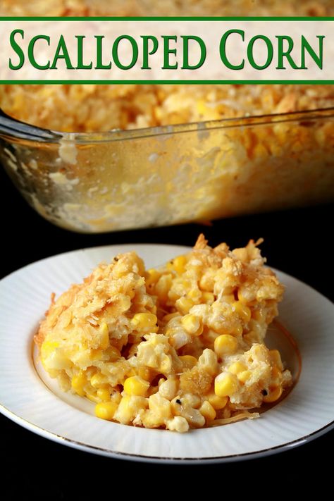 Easy Scalloped Corn Casserole Scalloped Corn Casserole, Fresh Corn Recipes, Scalloped Corn, Corn Recipes Side Dishes, Sweet Corn Recipes, Cream Corn Casserole, Corn Side Dish, Corn Casserole Recipe, Corn Dishes