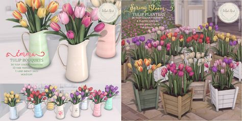 Sims 4 Tulips, Sims 4 Rimings Cc, Sims 4 Florist, Sims 4 Flower Cc, Sims 4 Cc Flowers, Flower Cafe, Buttercup Flower, Cc Sims4, Lilly Flower