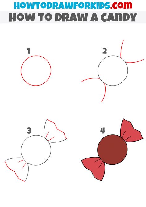 How To Draw A Gummy Bear Step By Step, How To Draw Candy Step By Step, How To Draw A Lollipop, Candy Painting Easy, How To Draw Sweets, How To Draw A Cookie, Sweet Drawings Candy, How To Draw Desserts, Drawing Step By Step For Kids