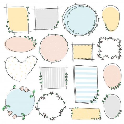 Doodle Boarders And Frames, Borders For Pictures, Cute Circle Drawings, Flower Frame Design Simple, Drawing Frames Border, Simple Designs For Projects Border, Border For Pictures, Frame Design Border Drawing, Border Drawing Design Doodle Frames