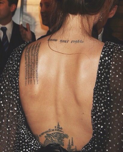 Angelina Jolie Jewerly Tattoo, Girl Rib Tattoos, Letter S Tattoo, Angelina Jolie Tattoo, Upper Thigh Tattoos, Tattoo Neck, Samoan Tattoo, Chinese Tattoo, Lettering Tattoo