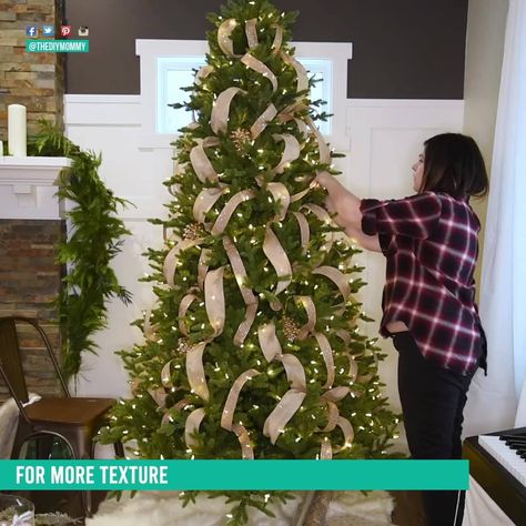 The Diy Mommy, Use Ribbon On Christmas Tree, Trim A Tree Christmas, How To Pit Ribbon In A Christmas Tree, How To Put Ribbon On A Christmas Tree Tips, Waterfall Ribbon On Christmas Tree, Waterfall Christmas Tree Ribbon, How Do You Add Ribbon To A Christmas Tree, Christmas Tree Ribbon Decorating Ideas How To