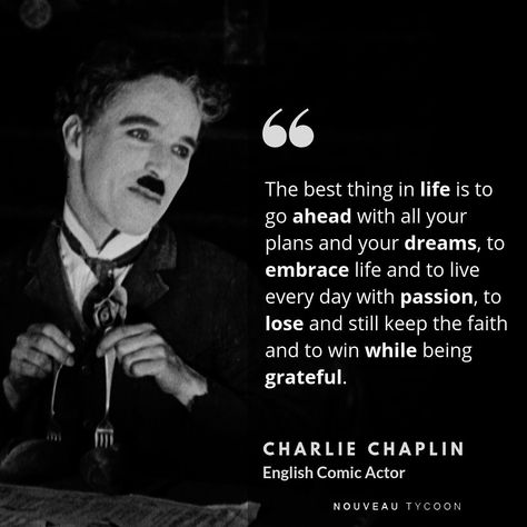 Live every day with passion! Charlie Chaplin 👏 - 📷:@nouveautycoon - #Entrepreneur #executivelyfe #entrepreneurship #entrepreneurlife… Charlie Chaplin Quotes, Happy Returns, Quotes Disney, Embrace Life, Keep The Faith, Charlie Chaplin, Sign Quotes, Inspirational Words, Cool Words