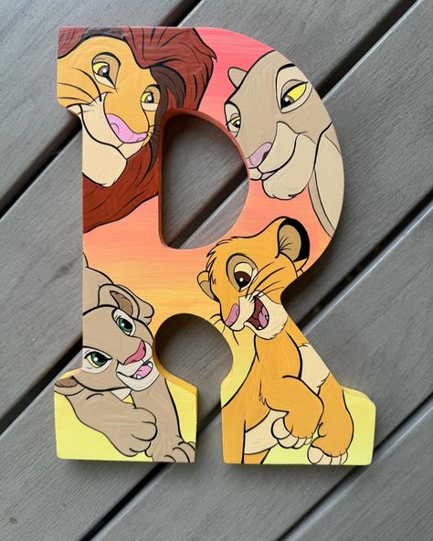 Wood Letter Painting Ideas, Letter Painting, Baby Room Paintings, Disney Letters, Baby Drawing, Canvas Painting Designs, Dream Baby, Painted Letters, Happy Mother