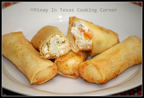 Cream Cheese Chicken Egg Rolls #eggrolls #creamcheese #chicken #pinaycookingcorner Cream Cheese Egg Rolls, Cheese Egg Rolls, Chicken Cream Cheese, Homemade Egg Rolls, Chicken Egg Rolls, Egg Roll Recipes, Cheese Chicken, Cream Cheese Eggs, Cream Cheese Chicken