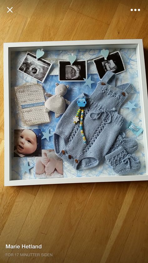 Baby Memory Frame, Newborn Shadow Box, Baby Scan Photos, Baby Shadow Box, Knitted Baby Outfits, Baby Boy Newborn Photography, Baby Picture Frames, Baby Milestones Pictures, Baby Announcement Pictures