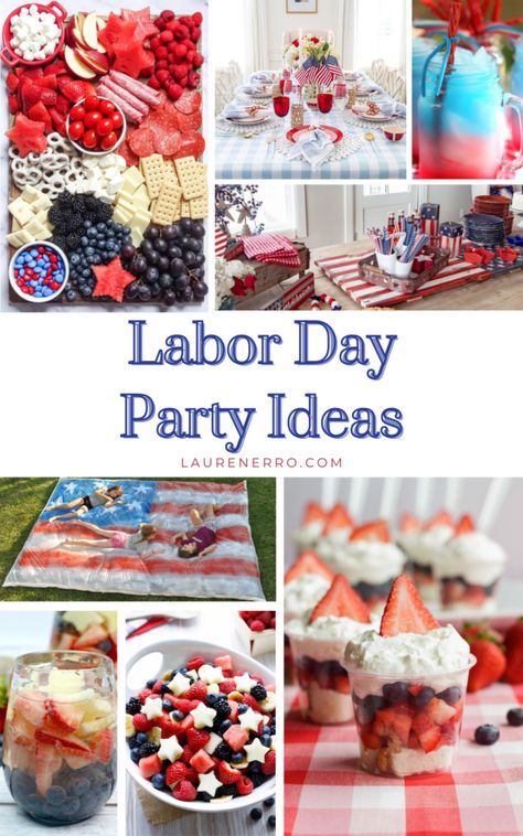 27 Patriotic and Fun Labor Day Party Ideas - Lauren Erro Fourth Of July Ideas, Labor Day Party, Memorial Day Party, Modern Baby Shower Games, Day Party Ideas, Fourth Of July Party, Outdoor Baby Shower, July Ideas, Healthy Lifestyle Food