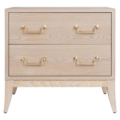 Kenzie Mid Century Modern Brown Oak Wood Gold Metal 2 Drawer Nightstand Designer Nightstand, 2 Drawer Dresser, Dresser Black, Drawer Side Table, White Washed Oak, Black Rooster, Cerused Oak, Oak Side Table, Rooster Decor