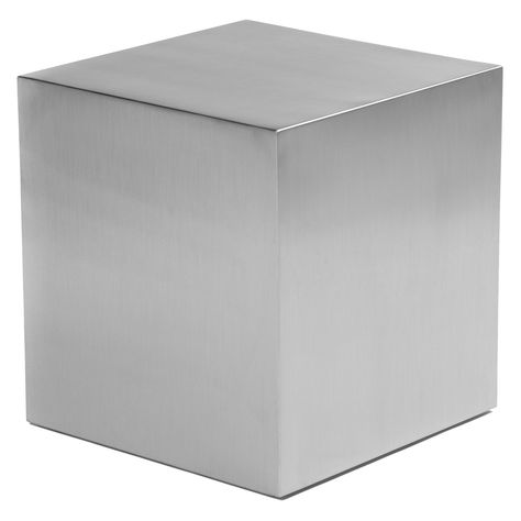 Pangea Home Lanser Brushed Metal End Table, Size: 16 in. Stainless Steel Side Table, Cube Side Table, Modular Table, Cube Table, Metal End Tables, Table Square, Contemporary Side Tables, Affordable Modern Furniture, Minimalist Tables