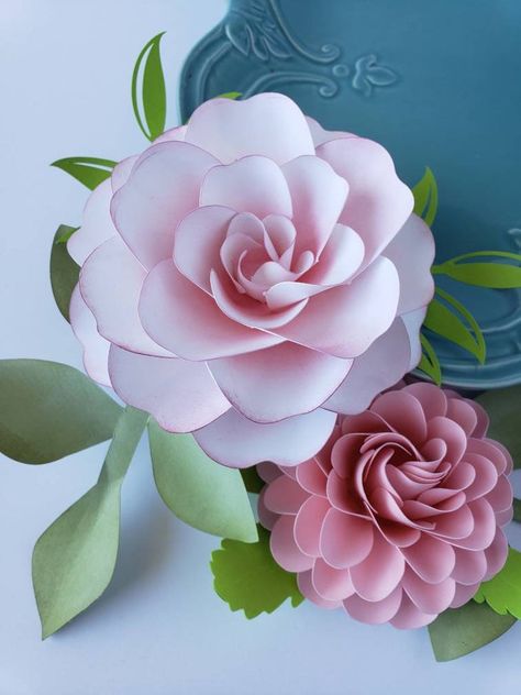 Easy Paper Flower Tutorial Paper Flower Templates Ashley & | Etsy Paper Flower Printable Templates, Paper Flowers Wedding Bouquet, Paper Flower Templates, Paper Flowers Diy Easy, Paper Dahlia, Paper Flower Wall Decor, Paper Flower Decor, Paper Flower Template, Paper Flower Bouquet