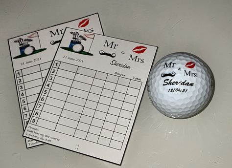 As well as personalising the holes. We also provide custom branded score cards and balls if required. These can have the happy couples names on, or a corporate logo.  #golf #minigolf # crazygolf #weddingideas #weddings #parties Golf Score Card, Golf Branding, Mini Golf Games, Golf Games, Golf Score, Crazy Golf, Happy Couples, Corporate Logo, Card Wedding