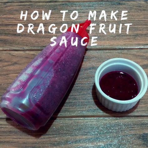 Are you a dragon fruit lover? Make a delicious dragon fruit sauce that you can use as a dessert topping or drink flavoring. Dragon Fruit Tea Recipe, Dragon Fruit Jam Recipe, Fruit Jelly Recipe, Fruit Tea Recipes, Dragon Fruit Juice, Dragonfruit Recipes, Fruit Dressing, Fruit Jam Recipes, Fruit Cheesecake