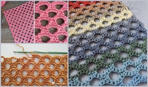 Honeycomb Trellis Stitch Crochet Tutorials Honeycomb Trellis, Crochet Honeycomb, Trellis Stitch, Crochet Shell Stitch, Crochet For Beginners Blanket, Linen Stitch, Crochet Motif Patterns, Crochet Bows, Shell Stitch