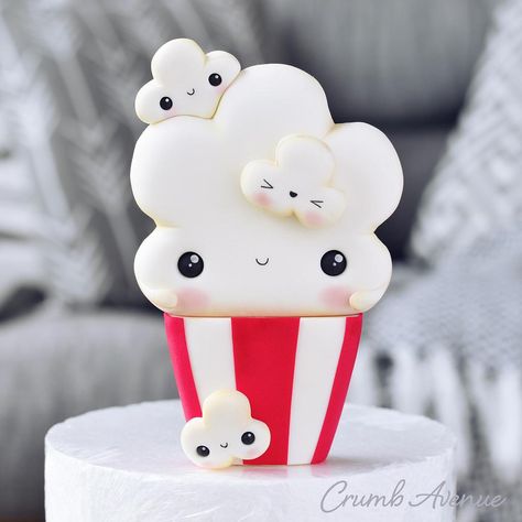 Cute Popcorn, Popcorn Cake, Fimo Kawaii, Fun Craft Ideas, Polymer Clay Kawaii, Kawaii Crafts, Cake Topper Tutorial, Idea Birthday, Fondant Toppers