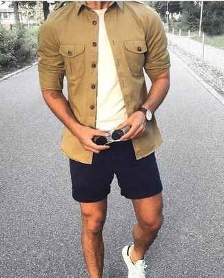 How to Wear a Tan Shirt (77 looks) | Men's Fashion Best Casual Shirts, Mode Retro, Mens Shorts Outfits, Mens Summer Outfits, Mens Casual Outfits Summer, Stylish Men Casual, Hipster Man, Mens Casual Dress Outfits, Herren Outfit