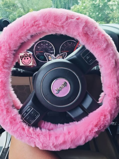 Pink Jeep Accessories, Pink Jeep Wrangler, Hot Pink Cars, Pink Car Seat Covers, Pink Steering Wheel Cover, Pink Car Seat, Pink Car Accessories, Ferrari 250 Gto, Pink Jeep