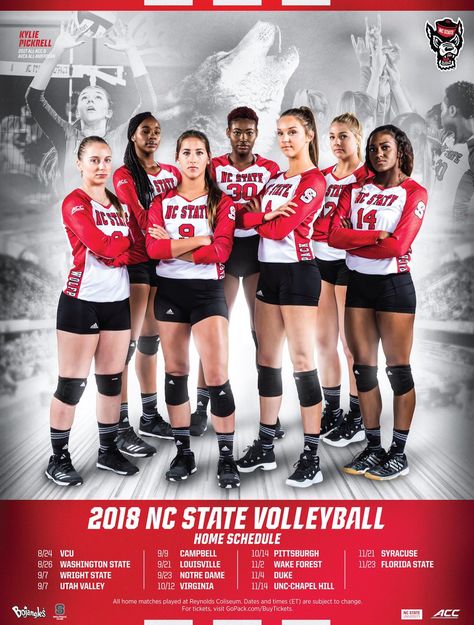 Volleyball Graphic Design Poster, Volleyball Sports Graphics, Volleyball Gameday Graphic, Nc State Volleyball, Sports Graphic Design Volleyball, Team Usa Volleyball, Sports Team Photography, Team Photography, High School Sports