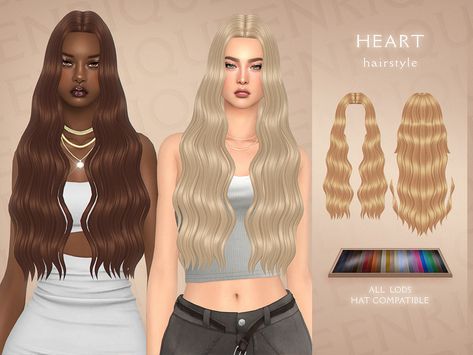 Heart Hairstyle, Sims 4 Female Hair, Ts4 Hair, Sims 4 Anime, Cc Shopping, Sims 4 Cc Hair, Pelo Sims, Cc Sims4, Sims 4 Game Mods