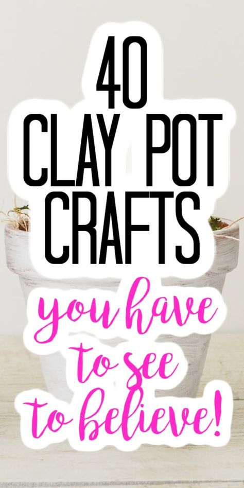 Over 40 clay pot crafts that you can make in 15 minutes or less! Grab your terra cotta pots and get started on these DIY projects! #crafts #claypots #spring #summer Clay Pot Crafts Pots & Planters, Gnomes Clay Pots, Decorated Terracotta Pots Ideas, Clay Pot Toadstools, Decorate Flower Pots Diy, Diy Painted Clay Pots, Decorating Clay Pots Terra Cotta, Small Flower Pot Crafts, Small Terra Cotta Pot Crafts