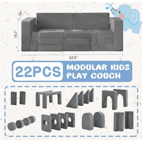 Amazing sale for Kids modular play couch, with over endless opportunities for fun configurations. 
Amazon affiliate link Diy Playroom, Play Couch, Floor Sofa, Build A Fort, Couch Design, Playroom Furniture, Childrens Games, Play Space, Modular Furniture