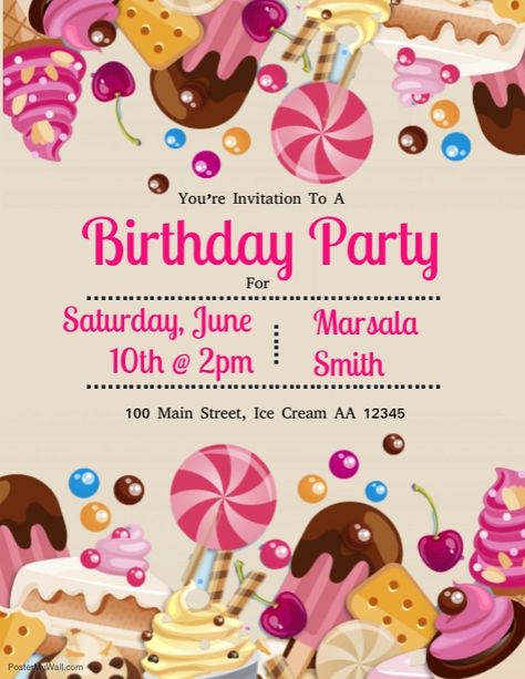 Candy Birthday Invitation Template, Candy Party Invitations Free Printable, Candy Themed Invitations, Two Sweet Birthday Invitation Template Free, Candy Party Invitations, Invitaciones Candy Land, Candyland Invitations, Candy Invitations, First Birthday Invitation Cards