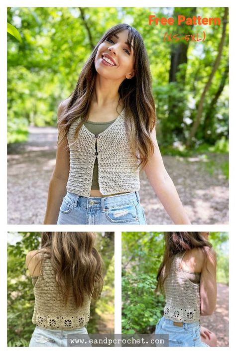 Summer Sunnyside Vest Free Crochet Pattern Crochet Short Vest Pattern Free, Crochet Crop Vest Pattern Free, Crochet Summer Vest Free Pattern, Crochet Waistcoat Pattern Free, Crochet Slipover, Crochet Waistcoat Pattern, Crochet Vest Patterns, Crochet Lovies, Crochet Vest Outfit