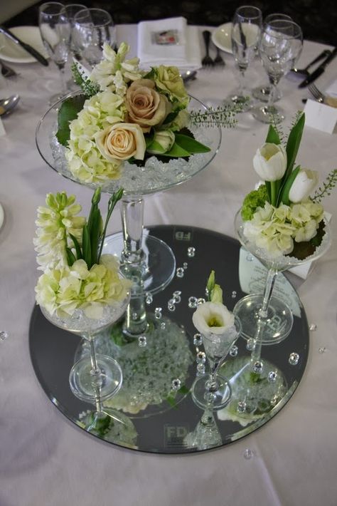 Large martini glass centerpiece