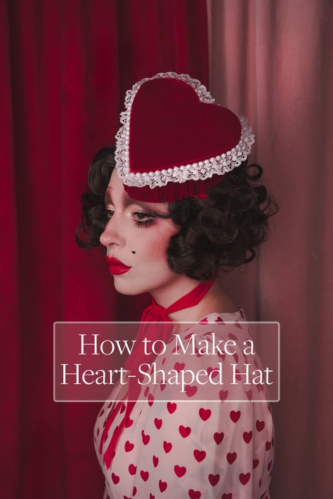 How to Make a Heart-Shaped Hat: Easy DIY Heart Cowboy Hat, Cowboy Hat Diy, Keiko Lynn, Hat Diy, Red Hat Society, Heart Shaped Cookies, Diy Gift Wrapping, Diy Hat, Velvet Trim