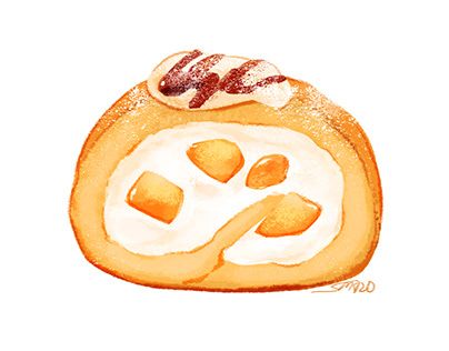 Food Illust, Drink Doodles, Paintings Illustration, Japanese Cake, Cake Drawing, Food Drawings, Food Artwork, Cute Food Drawings, Swiss Roll