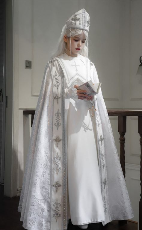 LeMiroir 【-A Prayer in the Moonlight-】 2023 Version #GothicLolita OP Dress, Cape and Headdresses

◆ Shopping Link >>> https://www.lolitawardrobe.com/search/?Keyword=A+Prayer+in+the+Moonlight Religious Outfits, Priestess Outfit, Dress Cape, Shopping Link, Angel Artwork, Op Dress, Art Poses, Fashion Costume, Character Design References