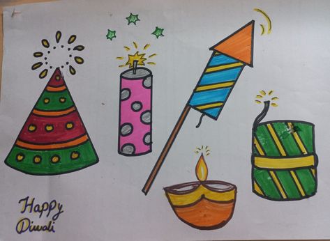 Easy Diwali drawing for kids Diwali Drawing Painting Ideas Easy Kids, Diwali Easy Drawing For Kids, Easy Diwali Drawing, Diwali Drawing Ideas For Kids, Diwali Easy Drawing, Happy Diwali Drawings, Diwali Drawing For Kids Easy, Diwali Drawing For Kids, Register Decoration