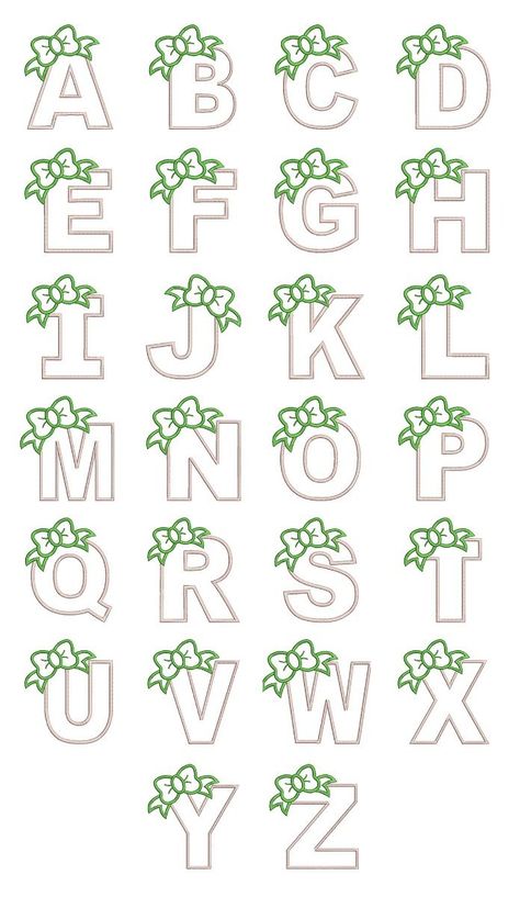 Bow Alphabet | Machine Embroidery Designs by JuJu Cute Christmas Fonts Alphabet, Cute Fonts Alphabet, Free Monogram Fonts, Lettering Styles Alphabet, Letter Designs, Design Alphabet, Fonts Script, Aktiviti Kanak-kanak, Alphabet Font