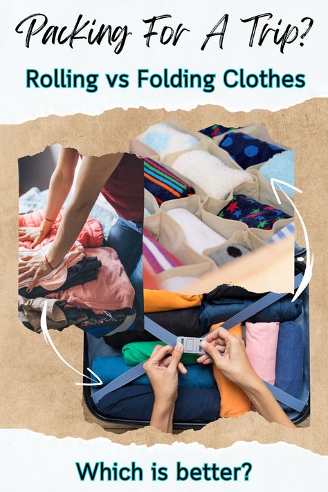 Rolling vs Folding Clothes For Storage: Which Is Better? If you’re packing for a trip, trying to fit all your necessary items plus clothing into your suitcase can sometimes be a struggle. Many people recommend rolling clothing to save space, but others find that folding clothing is the better option. Although each option seems simple, they both offer benefits, and each option works well in various scenarios. Best Way To Fold Clothes For Suitcase, Folding Clothes To Save Space Travel, Folding Clothes For Travel Packing Hacks, Rolling Clothes For Packing, Suitcase Packing Hacks, Folding Clothes To Save Space, Beach Trip Packing, Folding Jeans, Folding Hacks